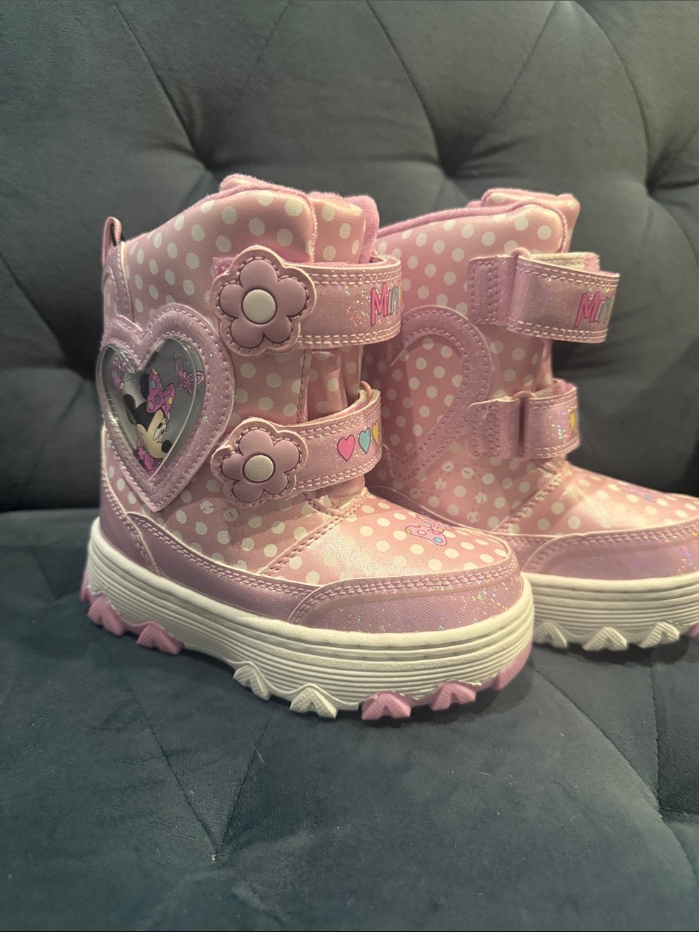 Disney Pink Polka Dot Minnie Mouse Kids Snow Boots